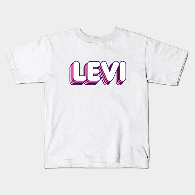 Pink Layered Levi Name Label Kids T-Shirt by KedaiComel